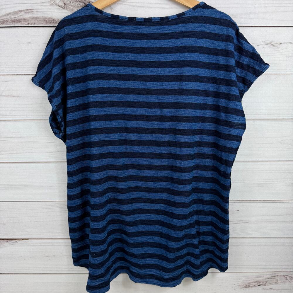 Jane and Delancey Navy and Medium Blue Striped Short Sleeve Tee - Picture 4 of 6